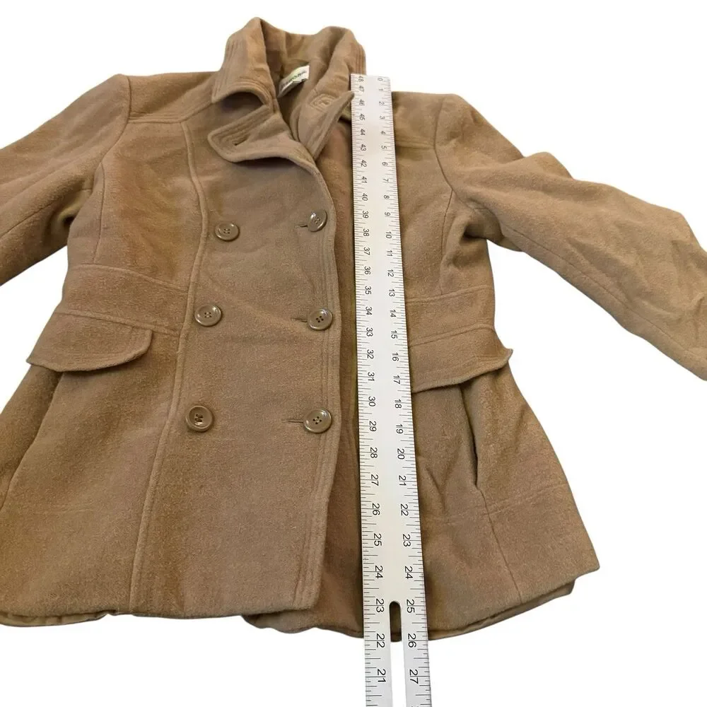 ST. JOHN’S BAY Vintage Wool Peacoat double-breasted Lined‎ Coat Brown Sz Small
